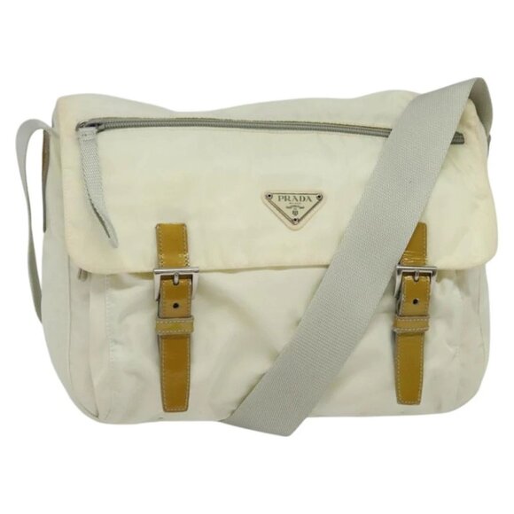 PRADA Shoulder Bag Nylon White Silver - Picture 1 of 14